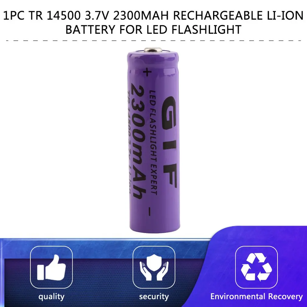 3.7V 2800mAh 14500 Battery Large Capacity Li-ion Rechargeable Battery Replacement For Flashlight Torch Battery