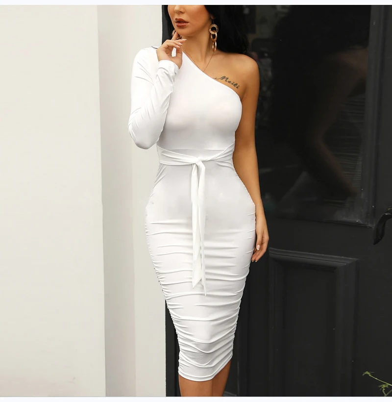 one hand sleeve dress