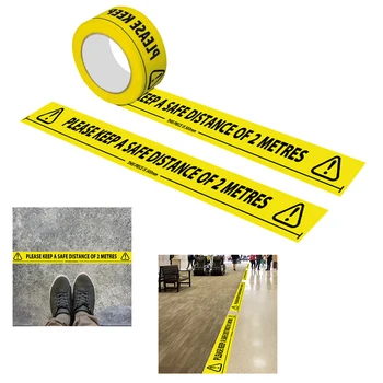 

1Roll Please Keep a Safe Distance PVC Sticker Warning Mark Tape Decal Vinyl Stay Safe Ground Stickers Ground Sign Isolated Label