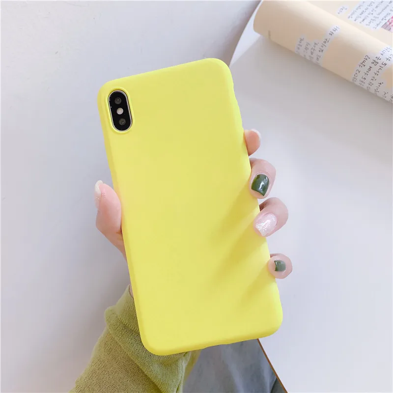 Милый однотонный Мягкий ТПУ силиконовый чехол для iPhone XS MAX XR X 11 Pro MAX 6 6S 7 8 Plus Роскошный чехол для телефона чехол