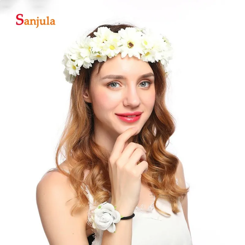 Sun Gerbera гирлянда из цветов очаровательные женские аксессуары для волос Свадебные для невесты Вечерние головные уборы пляжные вечерние украшения hg05