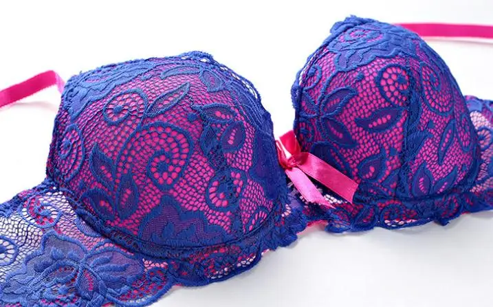 Sexy Push Up Lace Patchwork Blue Black Underwire Bra Set for Women, Womens Lingeries T-back Underwear, C D Cup Brassiere Sets