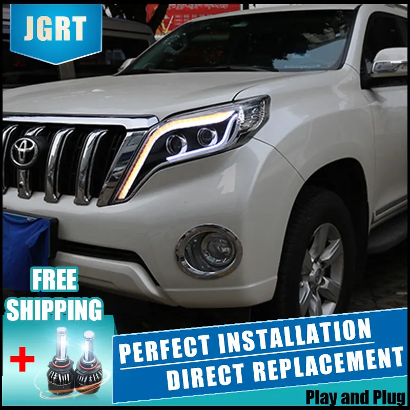 Автомобильный Стайлинг для toyota Prado головной светильник в сборе для Prado светодиодный головной фонарь Angel eye светодиодный DRL передний светильник H7 с комплектом hid 2 шт