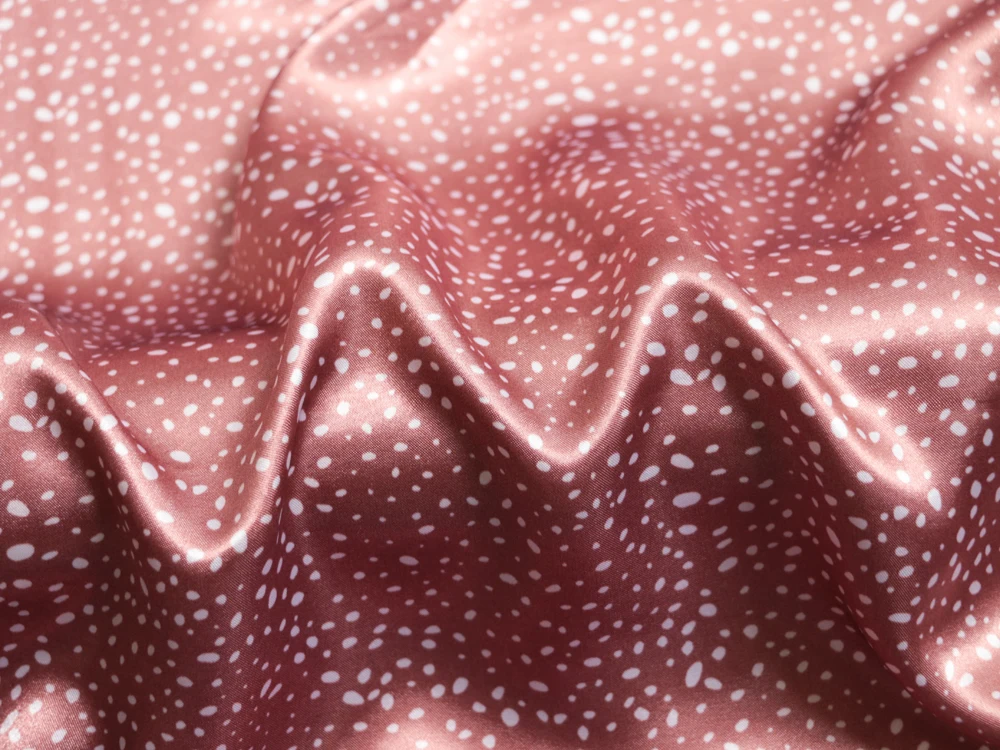 1 Meter x 1,48 Meter geometrischer Satinstoff, seidiges Charmeuse-Material mit Punkten – Detail 9