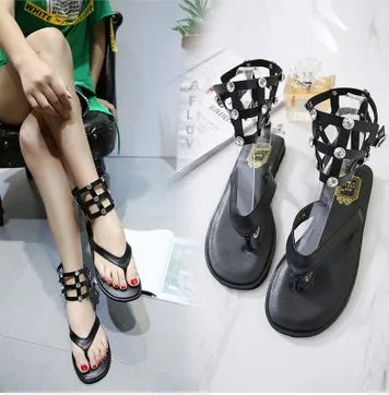 

2017 Spring Summer Versitile Fashion Trend New Style Hight-top Light Diamond Flip-flop WOMEN'S Sandals
