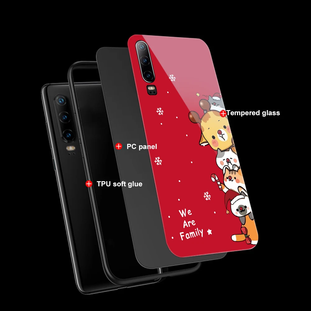 Ciciber Счастливого Рождества для huawei P20 P30 mate 20 30 Lite Pro чехлы из закаленного стекла для Honor 10 Lite чехлы