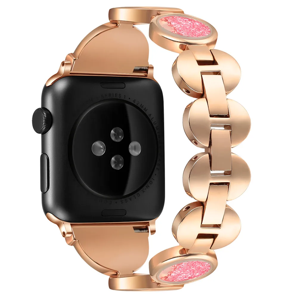 Браслет из нержавеющей стали 40 44 мм для Apple Watch Band 5 Сменный ремешок с бриллиантами 38 42 мм для IWatch 4 3 2 1 Аксессуары - Цвет ремешка: Q rose gold