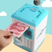 ATM-игрушечный банк, модель, большая копилка сейф с проверкой отпечатков пальцев, коробка для экономии музыки, копилка, электронный банк, монета для денег, банк для детей