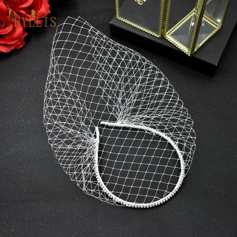JM21 Handmade Birdcage Veil Diamond Blusher Veil White Black Headband Veil for Bridal Tiara Hair Accessories Face Veil JM21 Handmade Birdcage Veil Diamond Blusher Veil White Black Headband Veil for Bridal Tiara Hair Accessories Face Veil