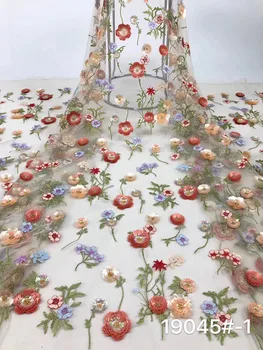 

2020 latest hot sale small flower sequin embroidery tulle lace fabric fashion skirt design fabric