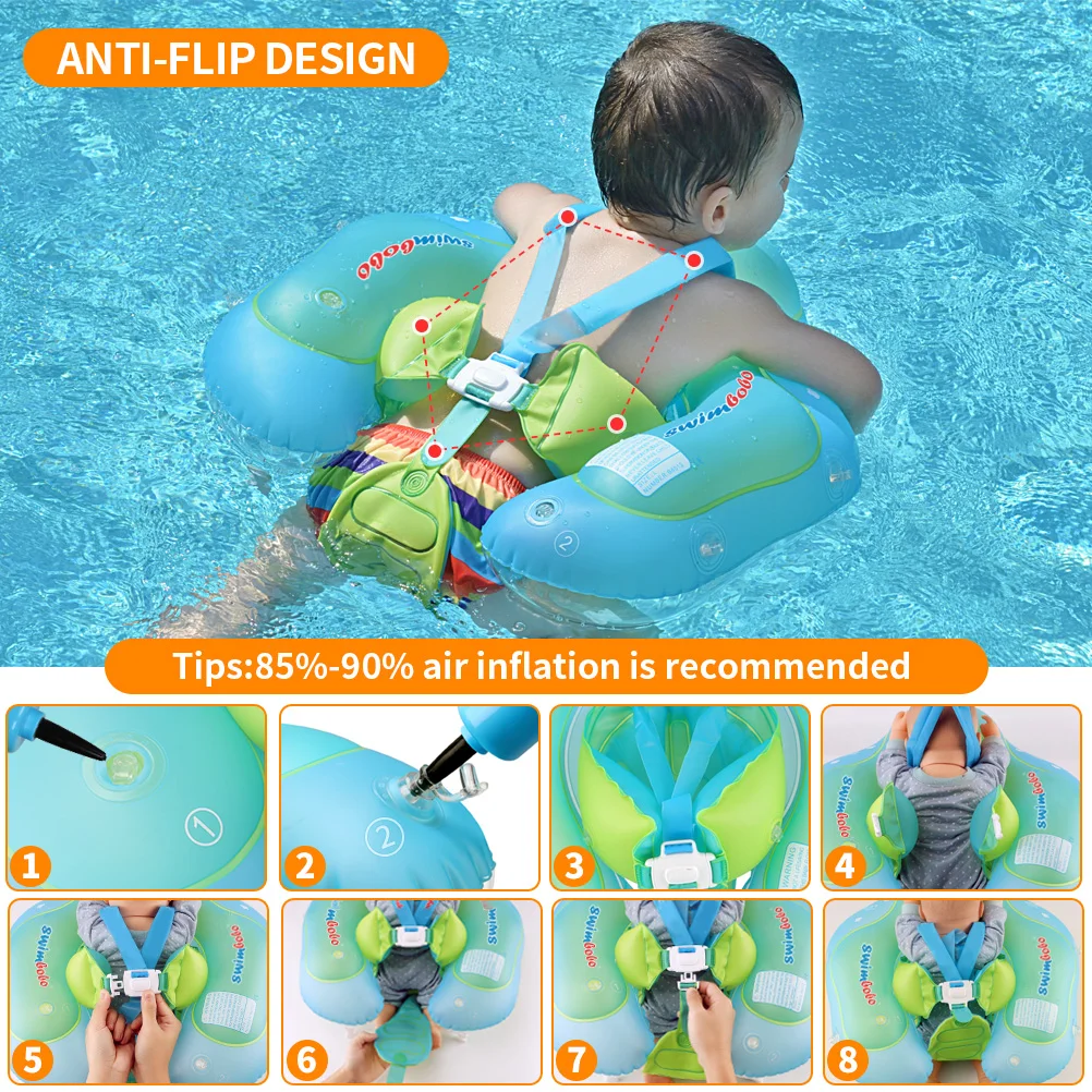 Baby Swimming Float Ring Inflatable Infant Floating Kids Swimming Pool Accessories Circle Bathing Inflatable Double Raft Rings 4