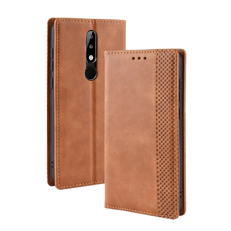 Для Nokia 8,1/7,1/5,1 Plus, Винтаж до середины икры текстуры и кармашком для карточек кожаный чехол для Nokia 8,1/7,1/5,1 плюс