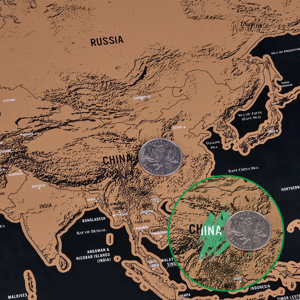 Deluxe World Travel Map Премиум карта царапин персонализированный настенный стикер