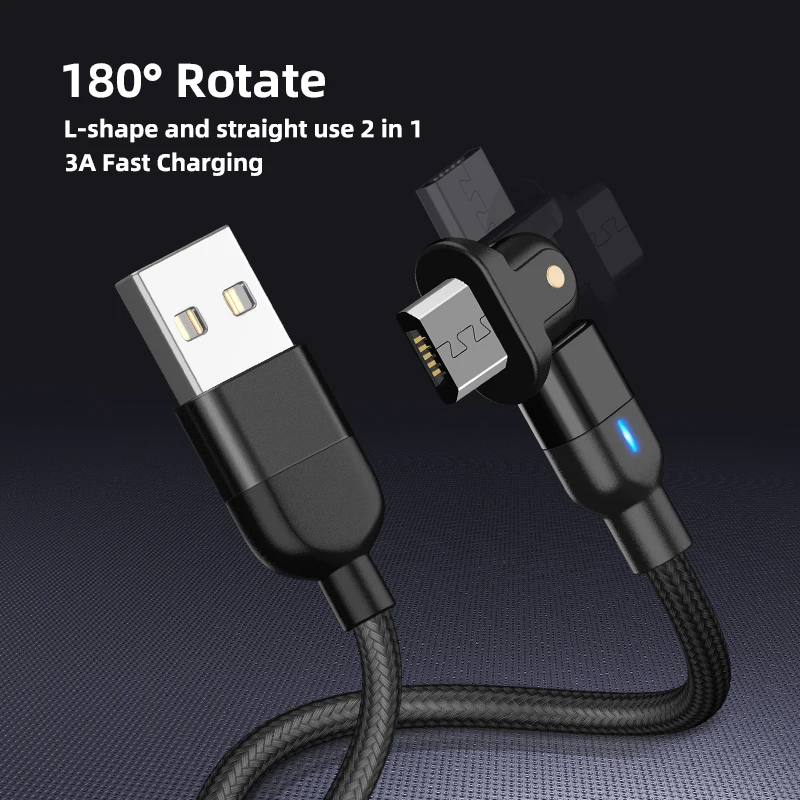 SUNPHG 180 градусов Micro USB кабель для Xiaomi Redmi Samsung Huawei Дата телефона Android кабель|Кабели