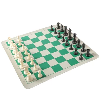 

Tournament Travel Chess Set Roll Up, Weighted Vinyl Chess Board Game Set in Carry , Chess Set for Kids and Adults 43 x 8cm