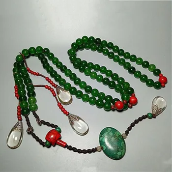 

Natural agate crystal jade pulp necklace Buddha beads jade dry green to the ancient court of the Qing Dynasty back cloud to the