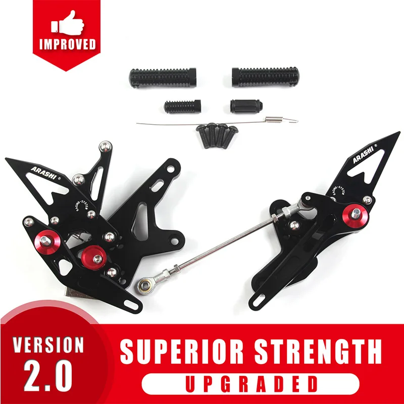 Black ARASHI для KAWASAKI NINJA 400 регулируемая подножка Rearset Ninja-400 Rider CNC аксессуары для мотоциклов педаль 18 - Цвет: Black