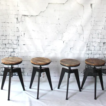 

iKayaa Natural Pine Wood Top Swivel Kitchen Dining Sitting Chair Height Adjustable Industrial Style Bar Stool