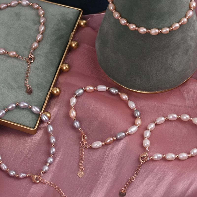 5Pcs/Lot 100% Natural Freshwater Pearl 14K Gold Plated Copper Jewelry Beads Strand Bracelets DIY Making Accessories Findings