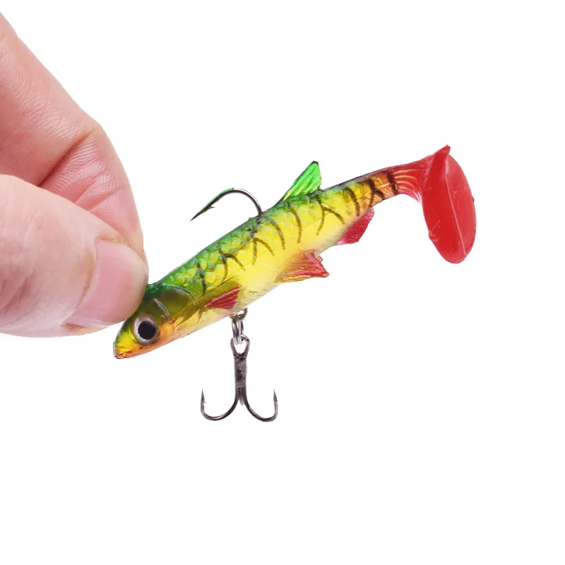 1PCS Small T Tail Soft Bait 50mm 3.5g Jig Head Silicone Swimbaits Artificial Bionics Fishing Lure Wobblers for Shad Bass Pike