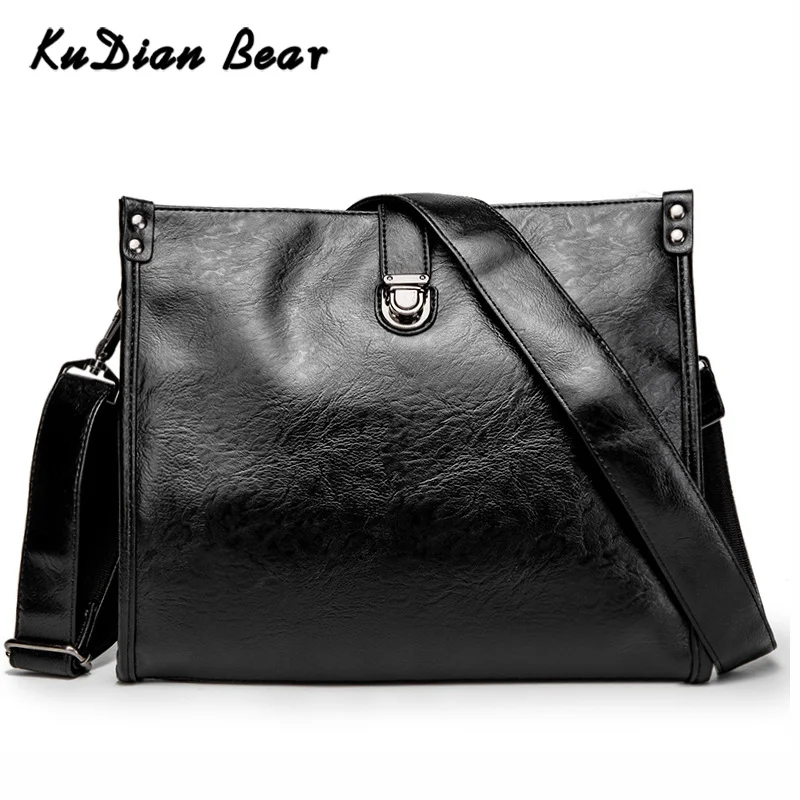 

KUDIAN BEAR Casual Men Shoulder Bag Large Pockets PU Leather Crossbody Bags for Business Men's Briefcase Bolsos BIG038 PM49