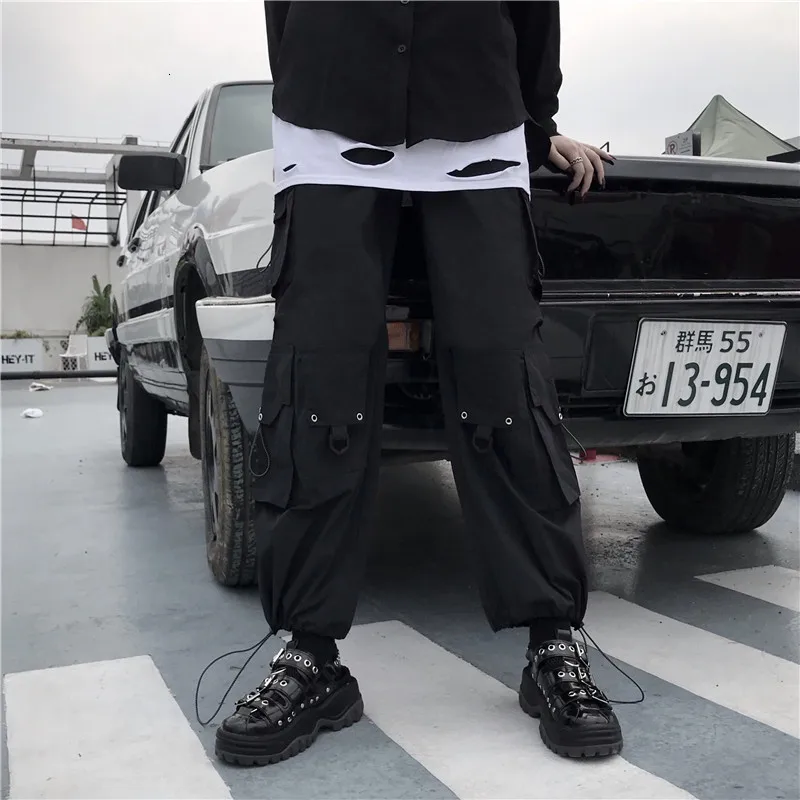 SHENGPALAE Ins/черные комбинезоны в стиле High Street, свободные повседневные штаны, весна, продукт, широкие штаны с карманами и высокой талией 5D291