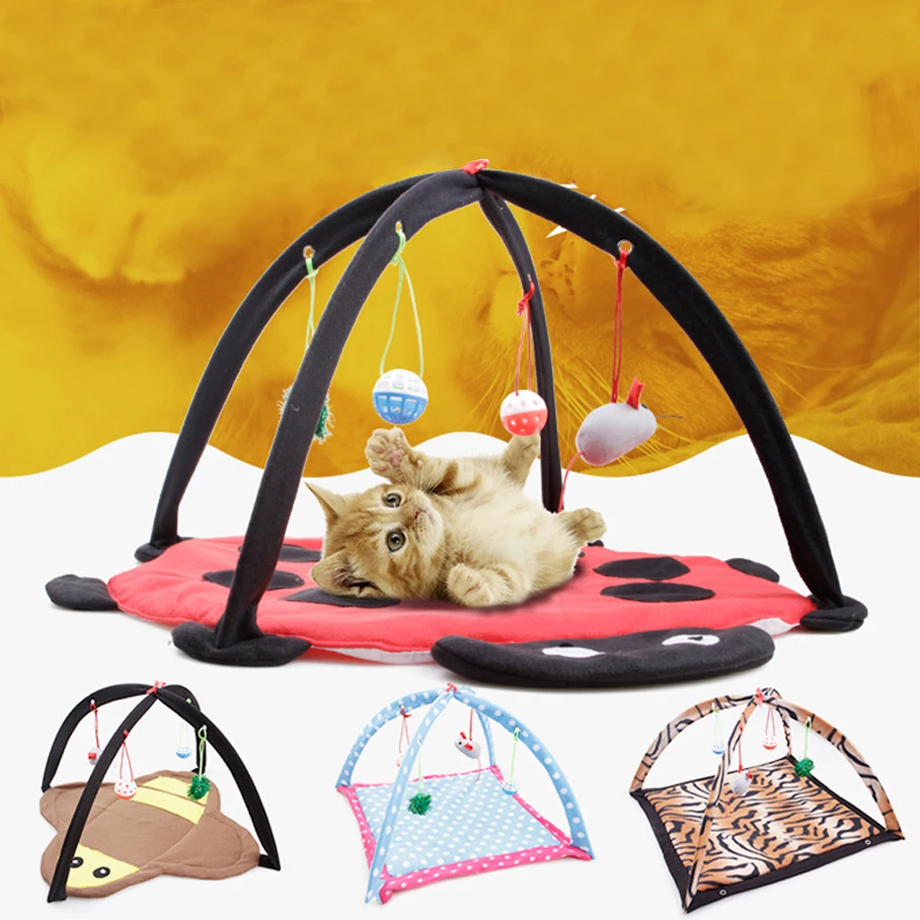 Игровой коврик для кошек, палатка для кошек, центр деятельности с подвесными игрушками для кошек, мячи для мышей, уличная кровать, Игровая палатка для кошек