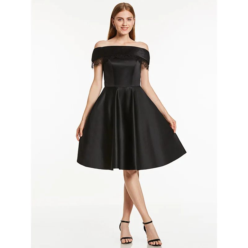 Koop Dressv off de schouder cocktail jurk rode knie lengte een lijn zipper up homecoming korte cocktail dresses