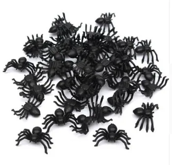 

50PCS/Lot Halloween Decor Mini Plastic Black Luminous Spider Joking Birthday Toys DIY Decoration DIY Party Decorative Props
