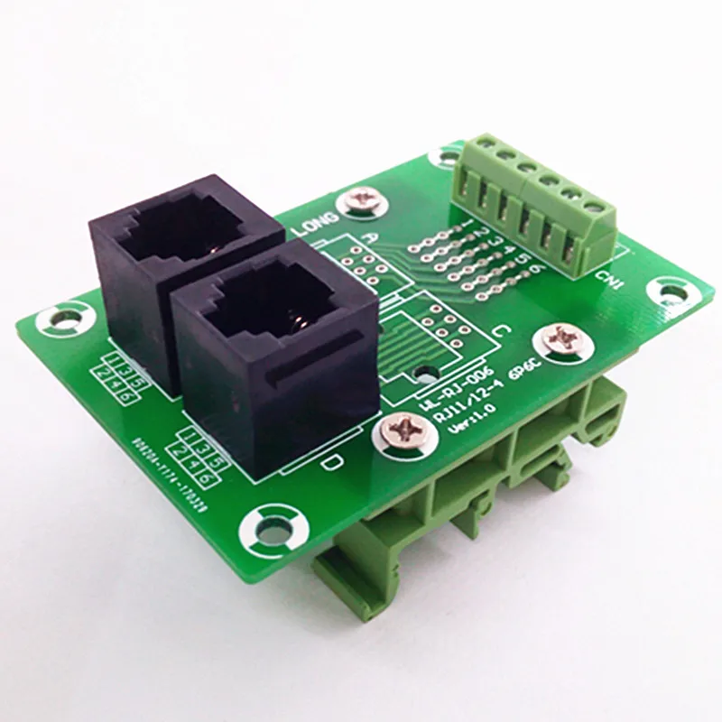 RJ11/RJ12 6P6C Jack 2-Way Buss Breakout Board, клеммный блок, разъем