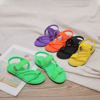 

Open-Toe Kids Sandals Candy Color Children Summer Shoes Breathable Cool Shoes Hook Loop Boys Girls Sandals Beach Shoes Sandalias