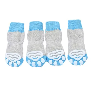 

4Pcs/set Fashion Pet Cotton Socks Cats And Dogs Indoor Car Scratch-proof Cotton Socks Anti Slip Skid Bottom Socks Pets Socks