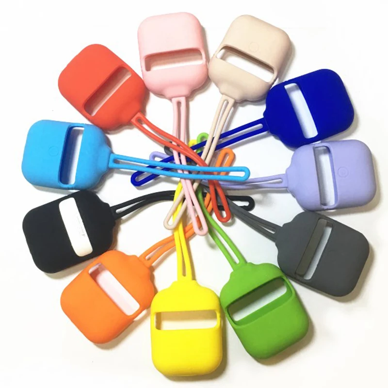 

2020 HANGING Thick Silicone Bluetooth Wireless Earphone Case For AirPods 1 2 Protective Cover for Apple Airpods Charging Box