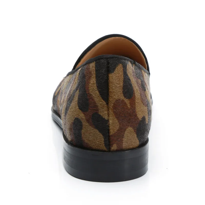 Мужская обувь с рисунком зебры; модные лоферы на низком каблуке; обувь для вечеринок с круглым носком без застежки; Новинка года; Осенняя мужская обувь