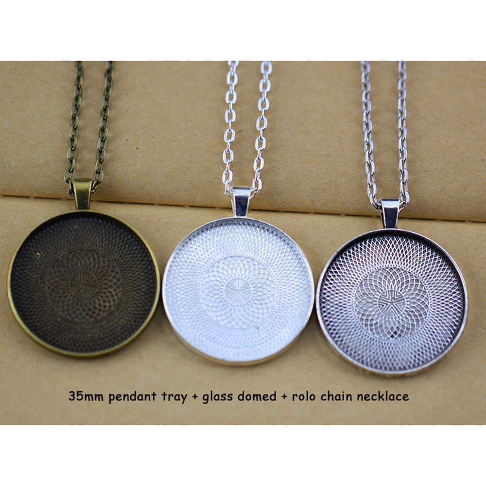 ROUND OVAL Glass Cabochon PENDANT SETTING Necklace Cameo Blanks PHOTO JEWELLERY 