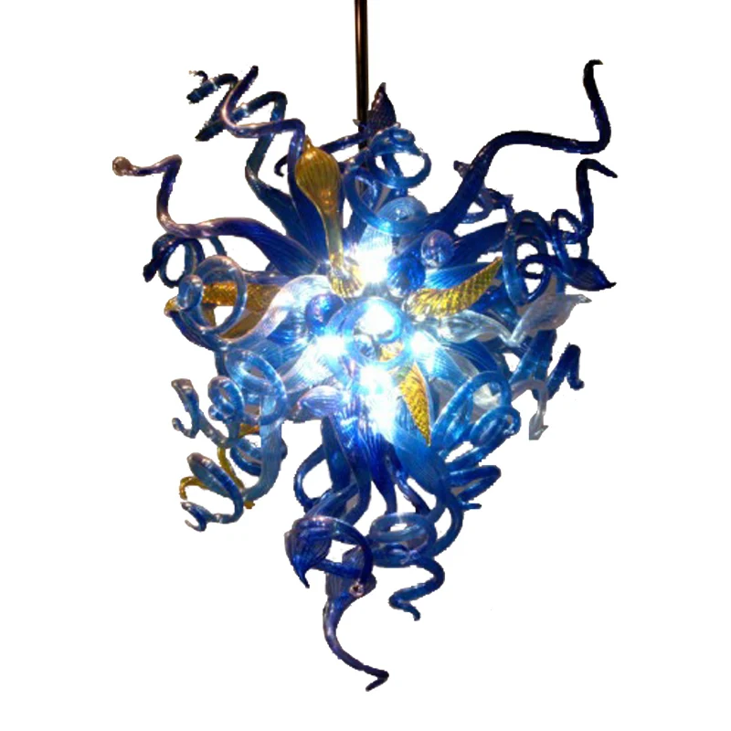 

Blue Chandeliers Lamp High Quality LED Bulbs Home Hotel Wedding Decoration Hand Blown Murano Glass Chandelier 28 Inches