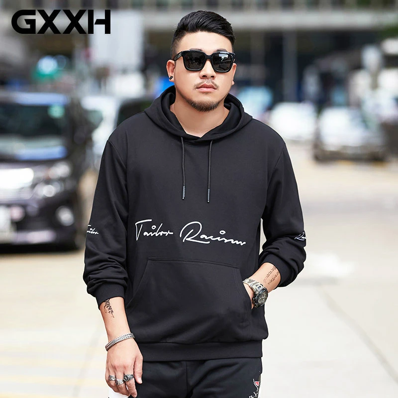 GXXH большой мужской модный бренд человек свободный пуловер толстовка плюс толстый парень толстовки с капюшоном с вышитыми буквами
