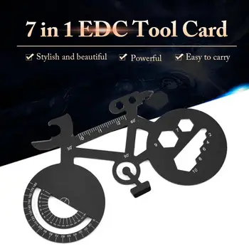 

7 In 1 Pocket EDC Bicycle Shaped Repair Tools Multi-purpose Bicycle Repair Wrench Mountain Bike Repair Tool Card Bottle Opener