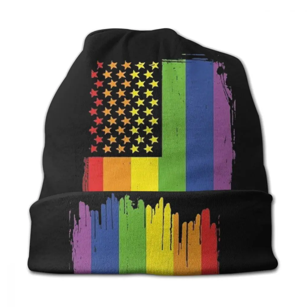 Distressed Gay Pride, Радужный Флаг, унисекс, для взрослых, Повседневная шапка, уличная, ветрозащитная, вязанная, лыжная, с рукавом, Skully Beanies, шапка