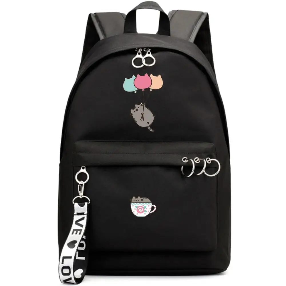 Мультфильм Единорог кошка розовый рюкзак школьные сумки Mochila дорожные сумки ноутбук кольцо с изображением ленты рюкзак в форме круга розовый черный - Цвет: Style 8