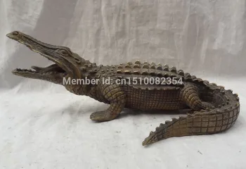

10" Chinese Copper Bronze Wealth Lizard Crocodile Cayman Fish Statue Sculpture