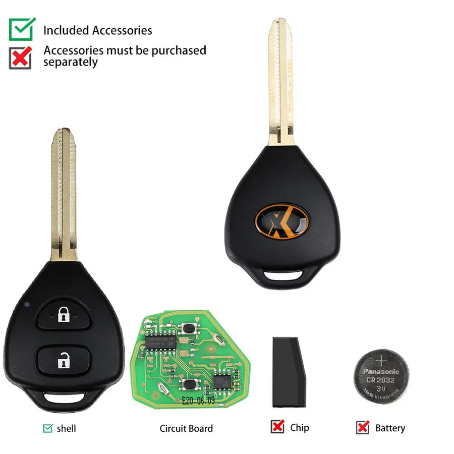 Xhorse XKTO05EN проводной универсальный дистанционный ключ для Toyota Style плоский 2 кнопки