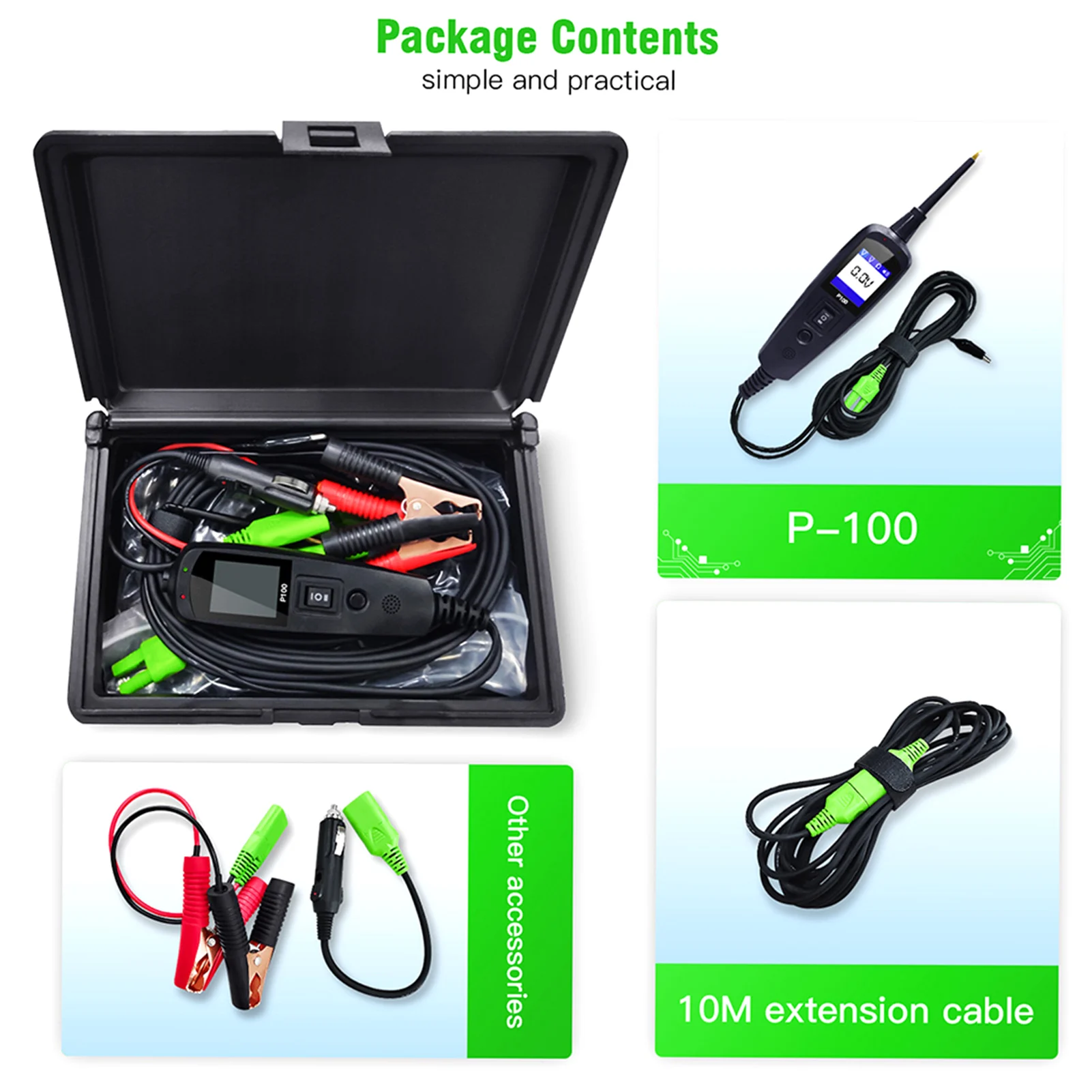 Multifunction TopDiag P100 Original Automotive Electrical Circuit System Tester for Cars and Trucks 0V-70V