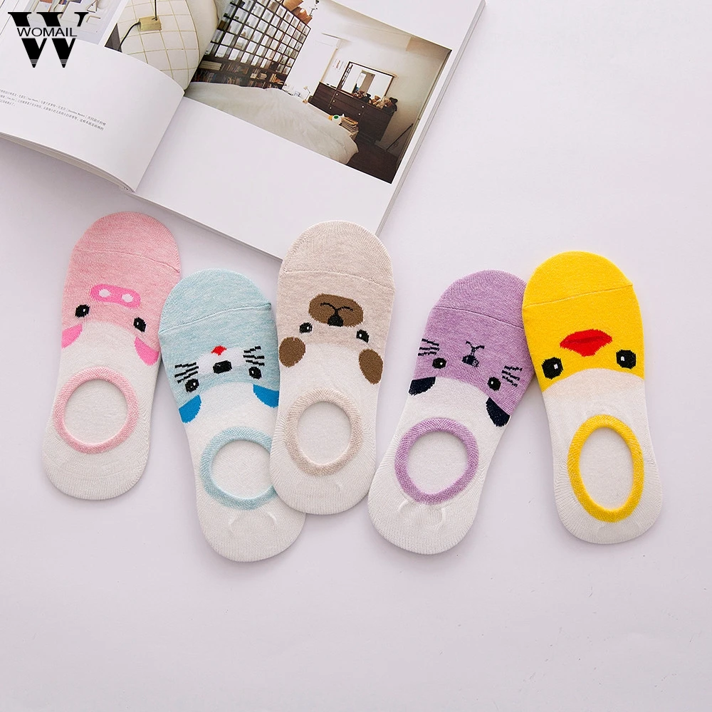 Womail, женские носки, жаккардовые хлопковые тонкие носки, 5 пар, неглубокие носки-башмачки, хлопковые стандартные полосатые женские носки