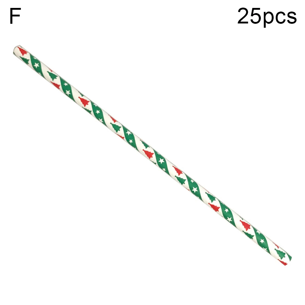 25 шт Рождественская точка снежинка Дерево Печать одноразовые бумажные питьевые соломинки Декор - Цвет: F