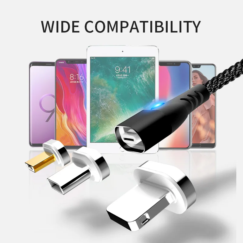 Кабель Micro USB, магнитное зарядное устройство, 1,5 м, для iPhone, samsung, Android, быстрая зарядка, магнитный кабель usb type-C, шнур для мобильного телефона