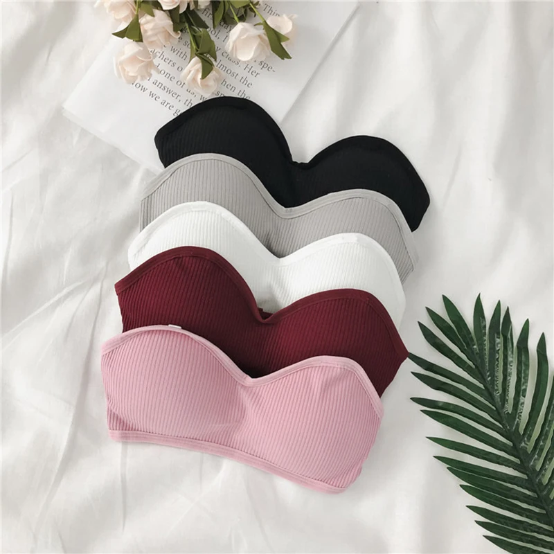 

Fashion New Fitness Bra Thread Beauty Back Tube Top Color Invisible Shoulder Strap Tube Comfortable Anti-glare Girl Underwear L9
