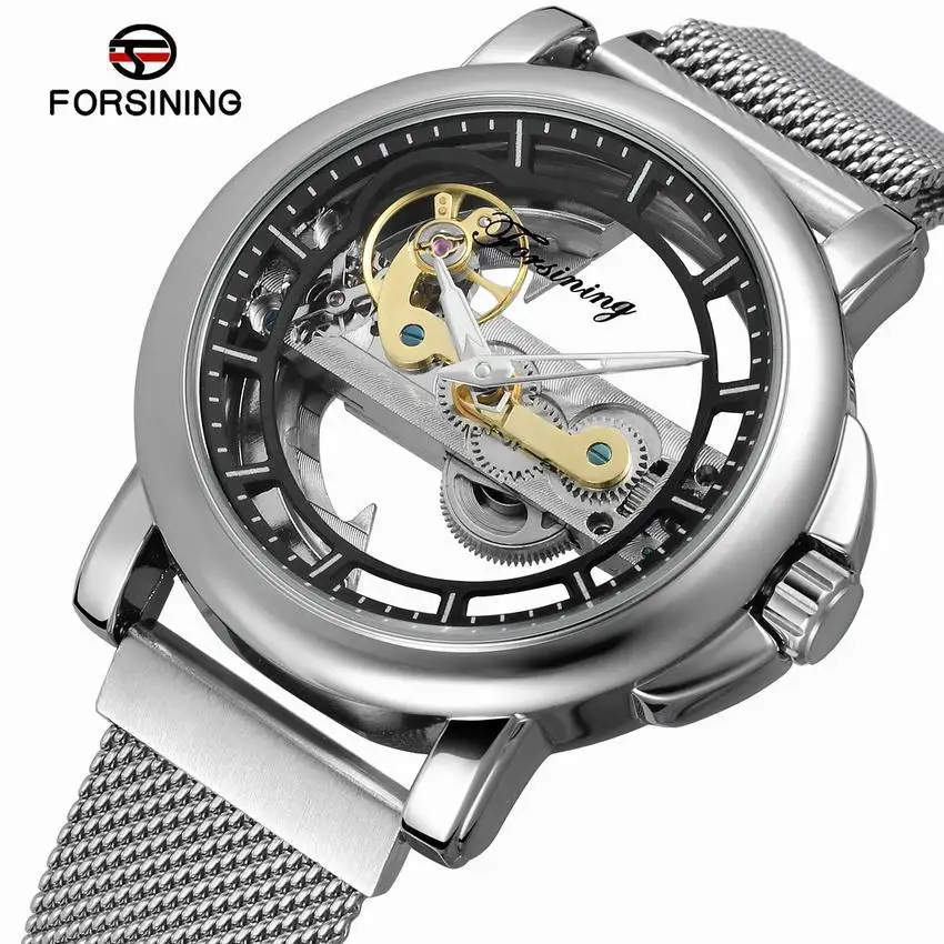 

Forsining Design Fashion Casual Waterproof Mesh Belt Tourbillon Fully Automatic Mechanical Wrist Watch