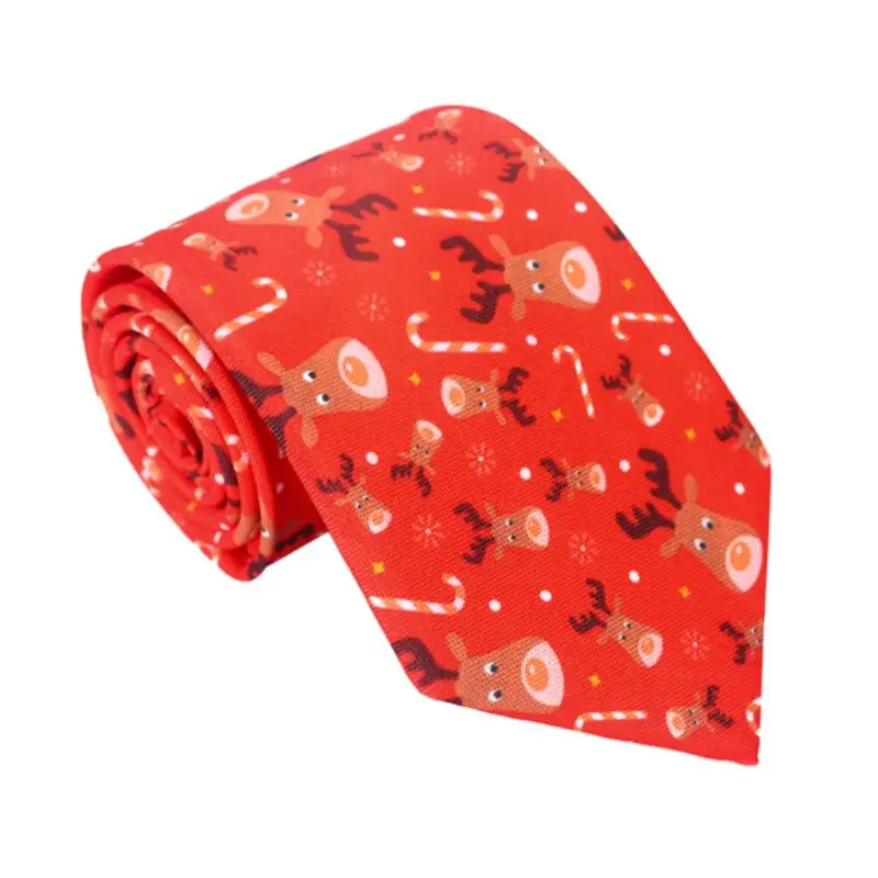 Men Christmas Neckties Novelty Cute Xmas Tree Printed Holiday Party Fun Ties A69C