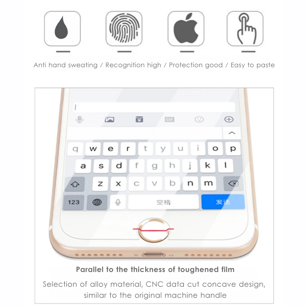 Универсальная наклейка на кнопку домой для iPhone 8 7 6 6S Plus 5s SE 5 отпечатков пальцев Touch ID защита от пота для Air 2 3 4 Mini